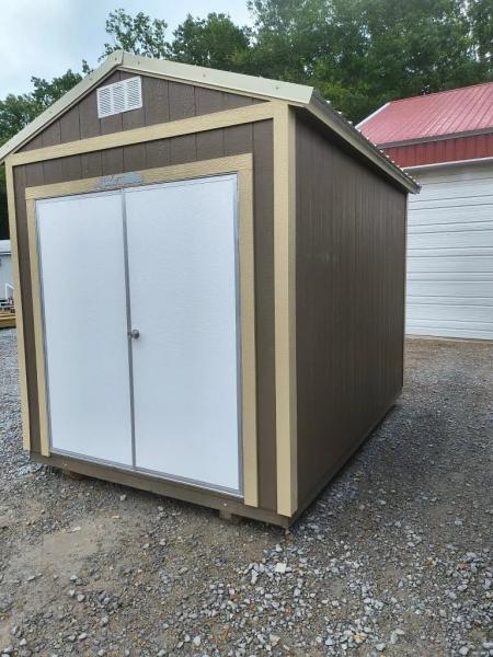 8'X12' GSHD Brown siding with almond trim
6' Steel Door