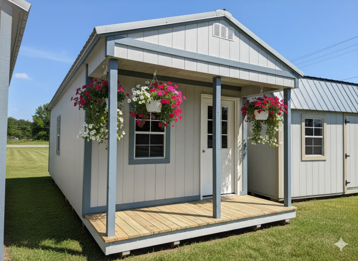 12'x32' Cabin with 3 windows & a 9-lite Door